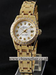 Replica Rolex DateJust Yellow Gold Diamond Ladies Watch